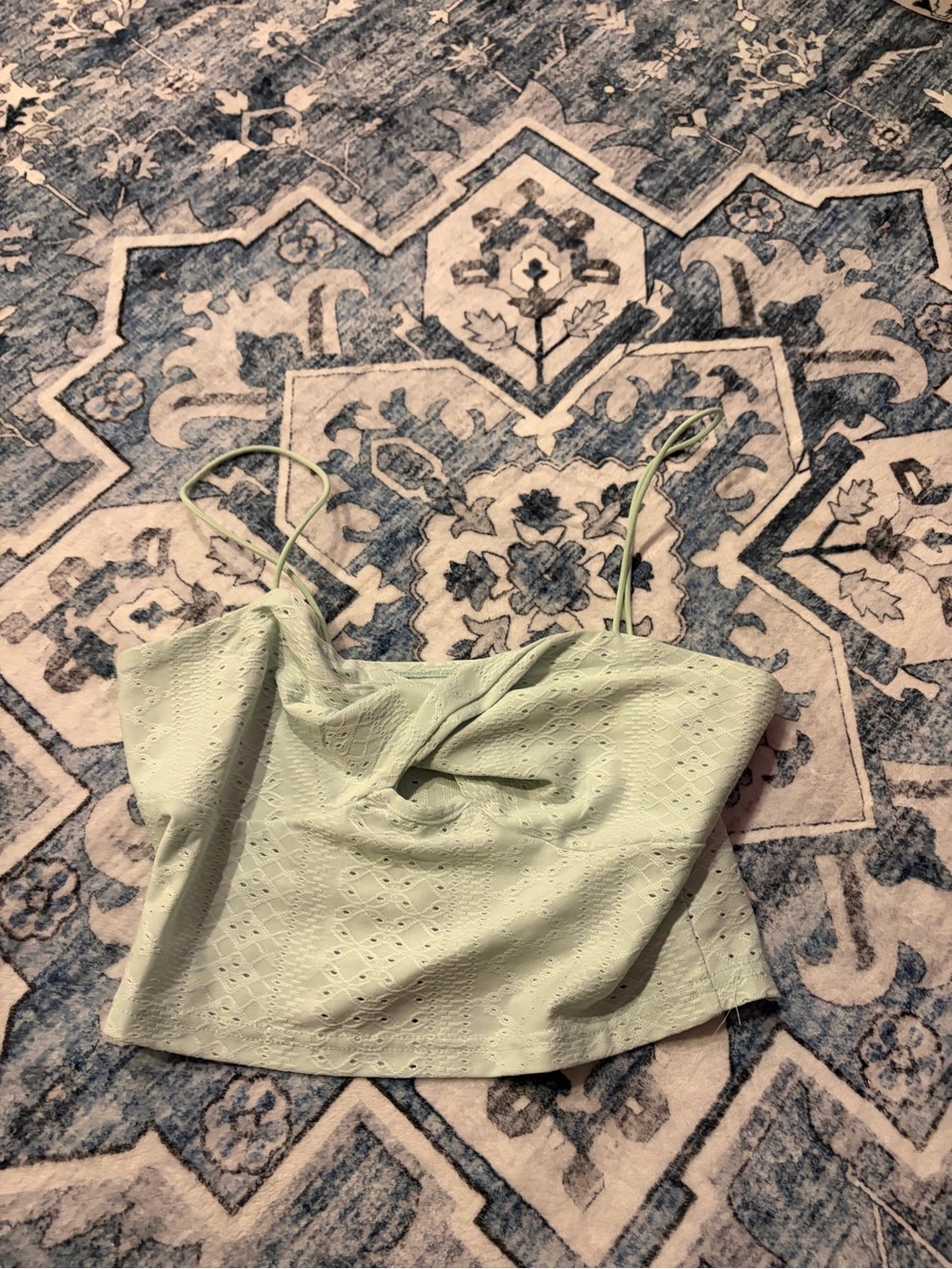 Twist-Front Light Green Eyelet Camisole